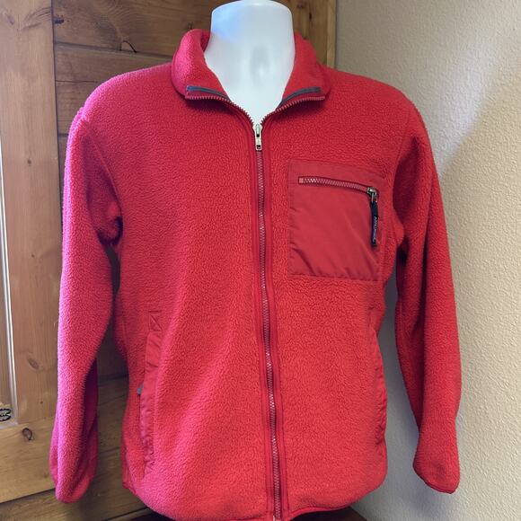Vintage Patagonia Small retro pile full zip fleece jacket Red made in USA - Picture 2 of 8